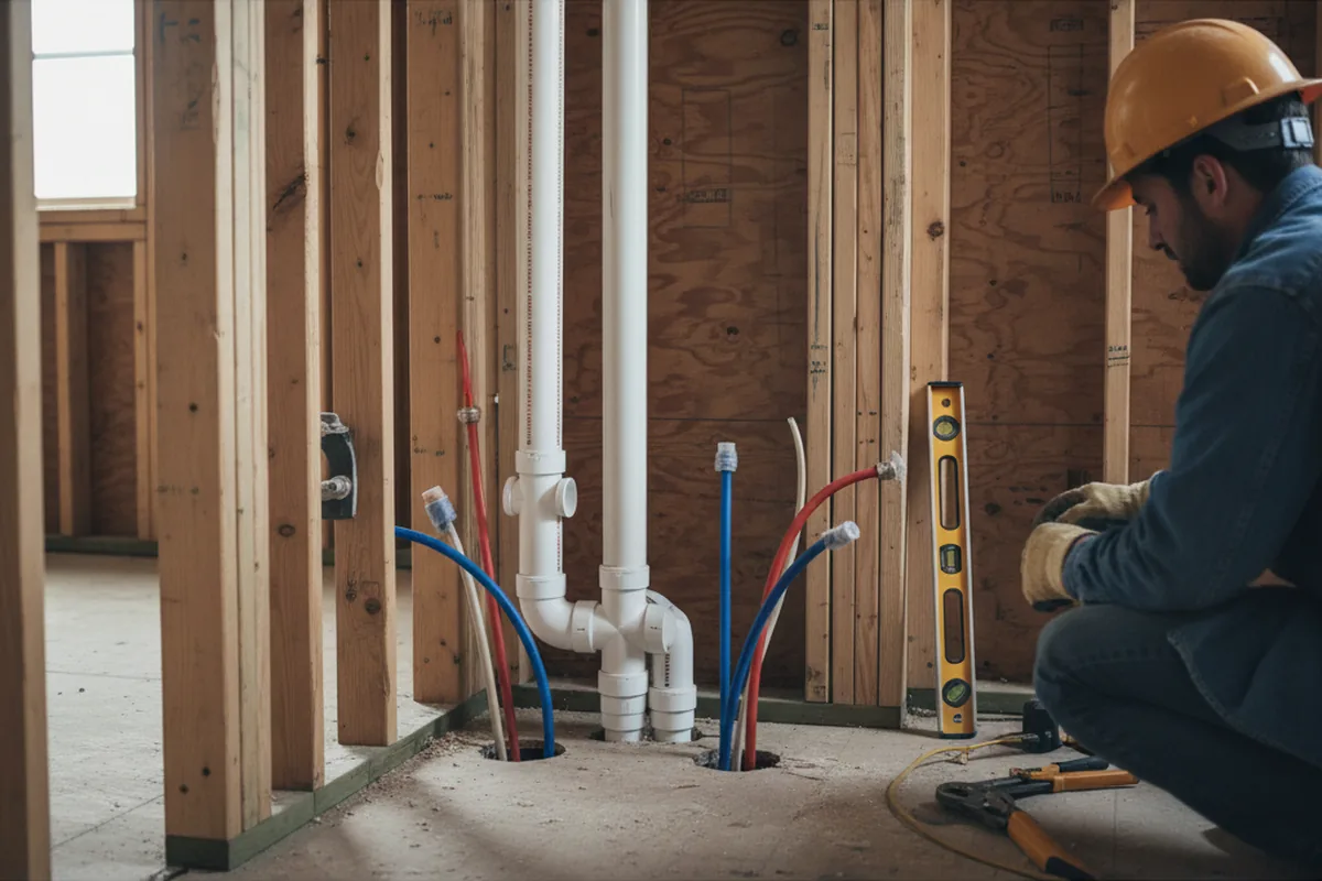 Drain and supply rough-in during Leak Detection in Big Sandy